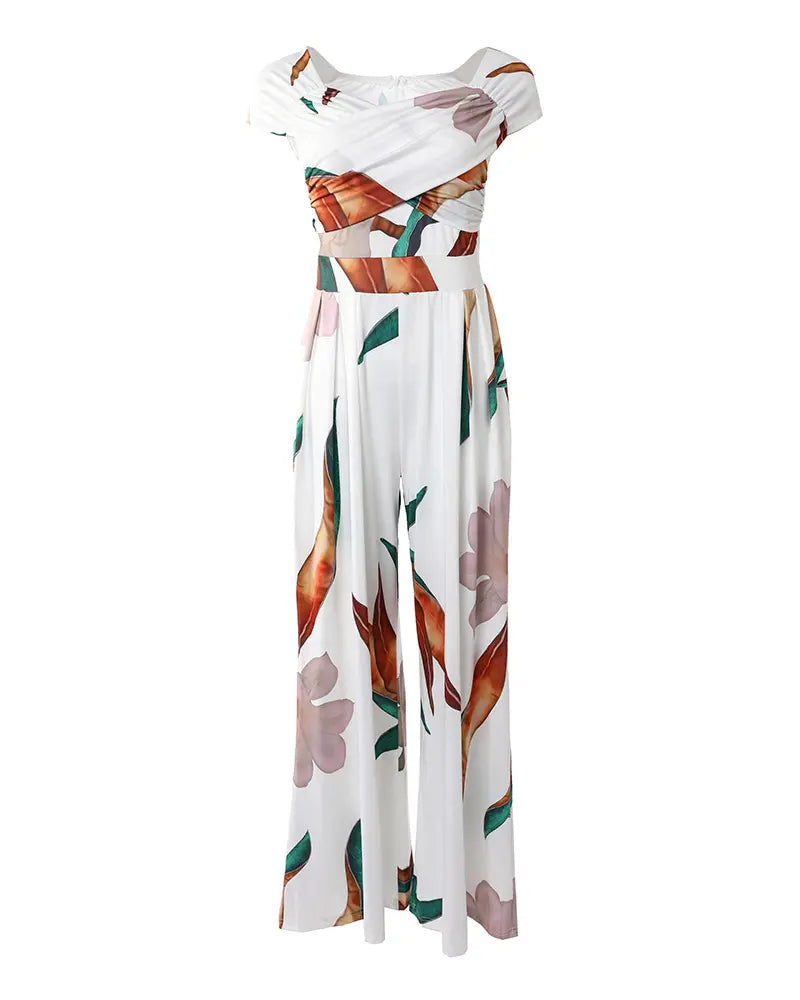Damen Jumpsuit Botanik-Druck Baumwolle Traumhaft Blumenmuster
