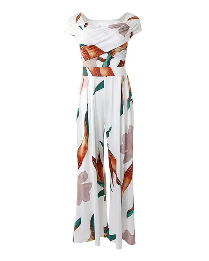 Damen Jumpsuit Botanik-Druck Baumwolle Traumhaft Blumenmuster
