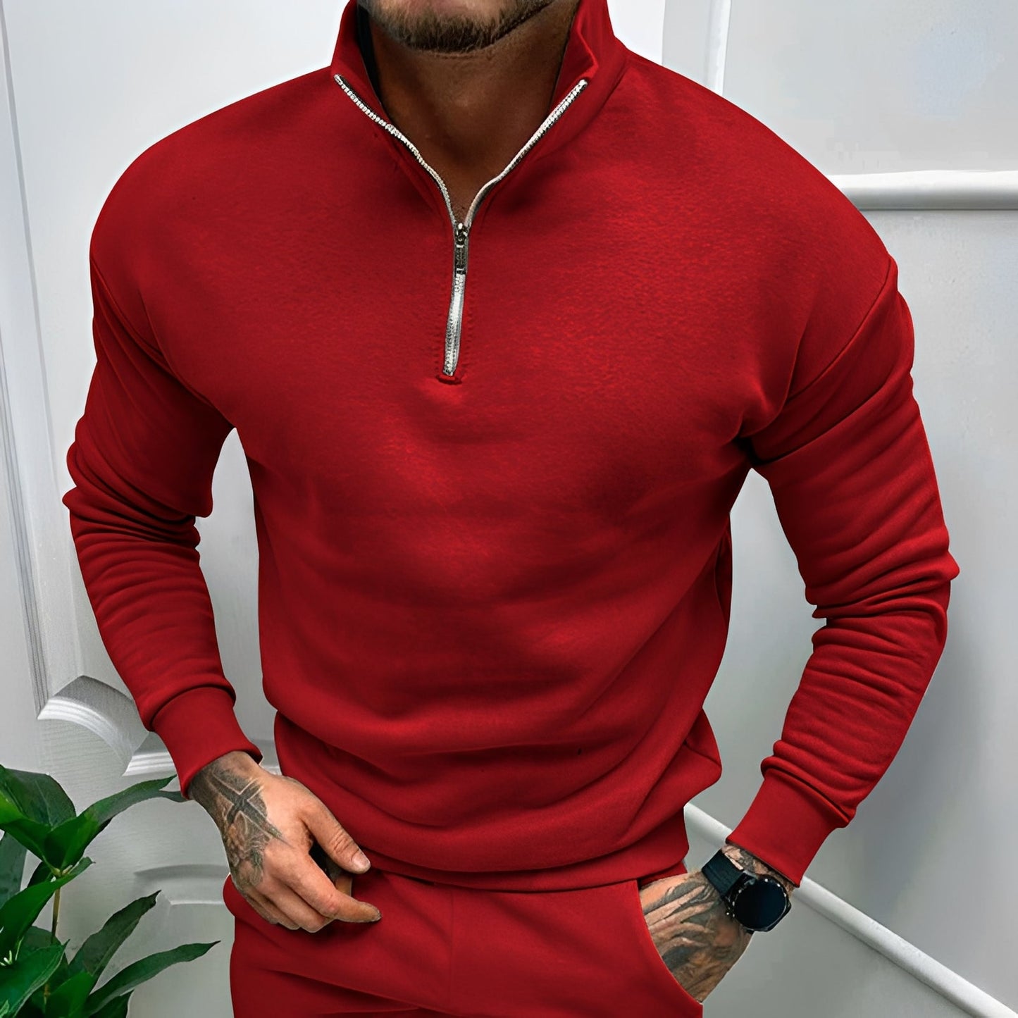 Herren Pullover Halb-Reißverschluss Lässig