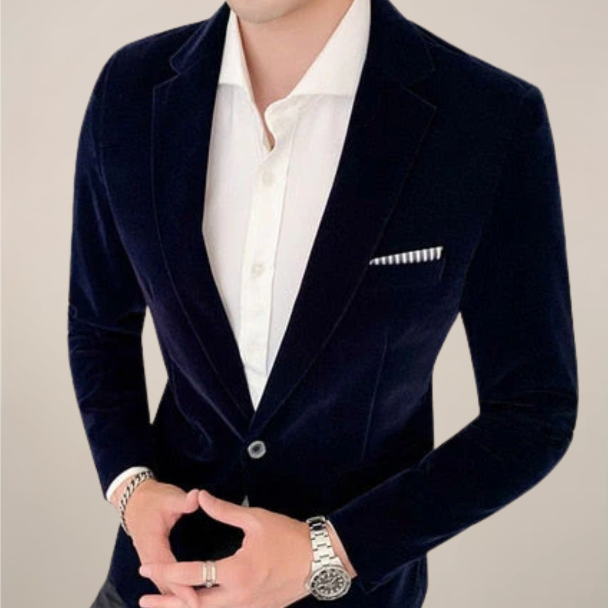 Herren Blazer Ein-Knopf-Revers Slim-Fit