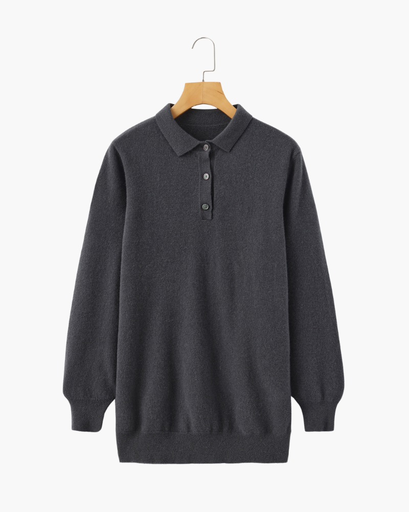 Bennett Herren Kaschmirpullover Polokragen Knopfleiste