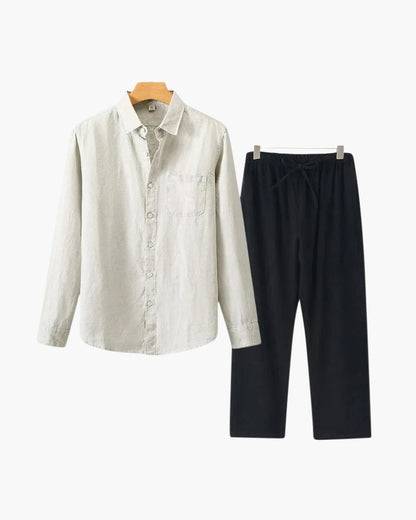 Herren Leinen-Anzug Lange Ärmel 2-teilig Beige