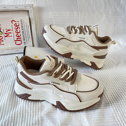Damen Mesh Sneaker Hochabsatz Lässig