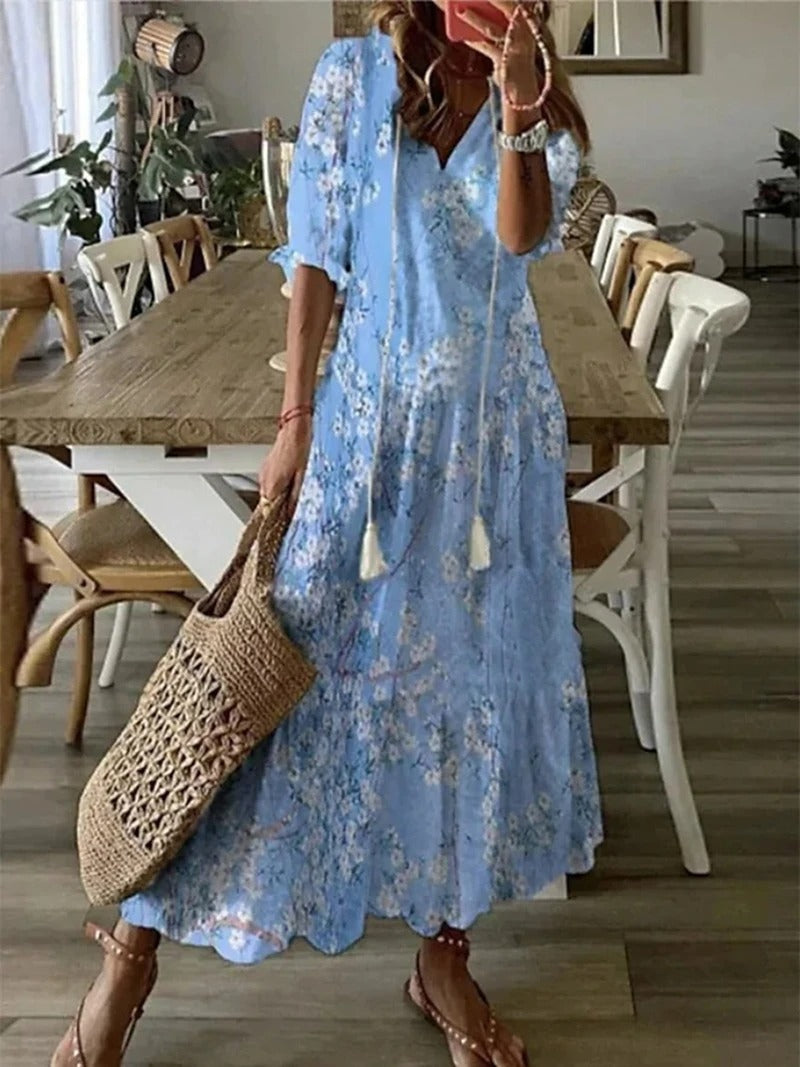 Damen Maxi-Kleid Strandtunika Leicht Sommerweiß