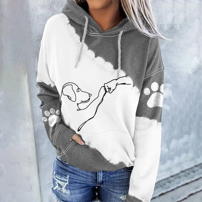 Lässiger Damen Hoodie Digitaldruck Grau