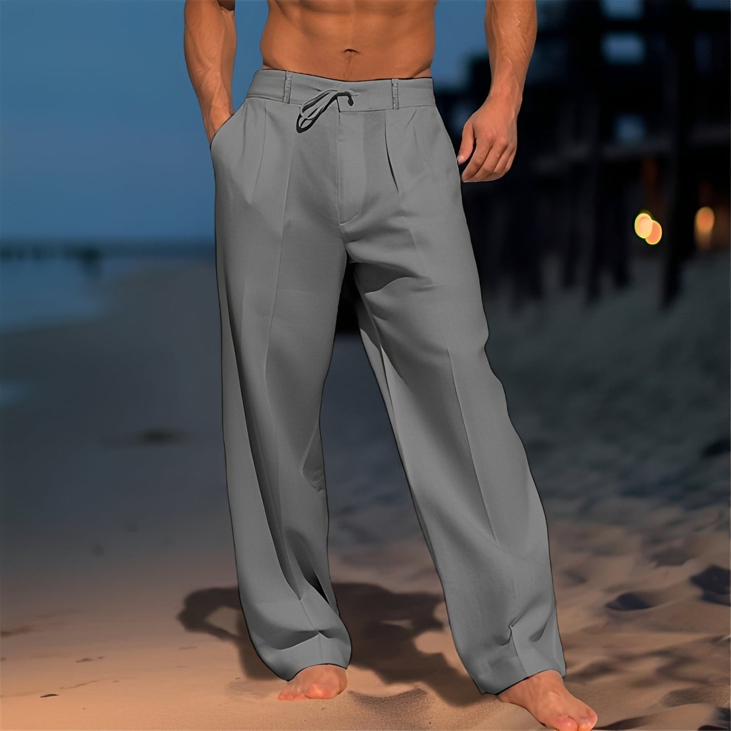 Herren Straight-Leg-Hose Bequem Weit