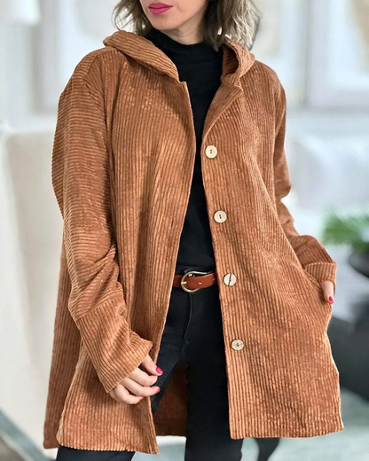 Damen Cordjacke mit Kapuze