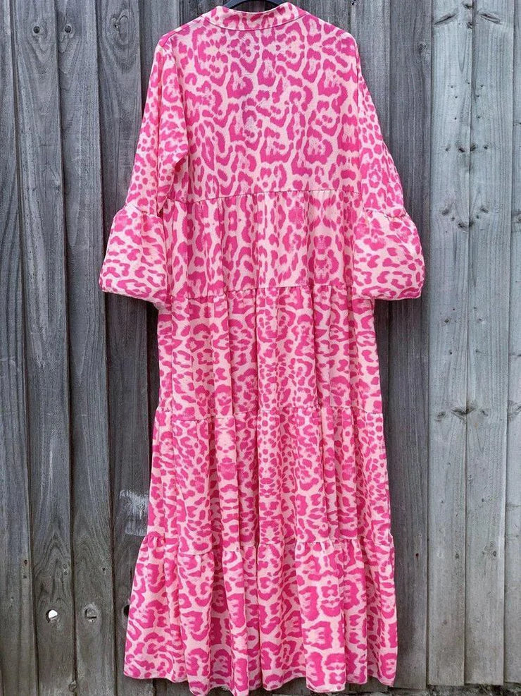 Damen Sommerkleid Leopardenmuster