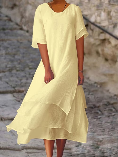 Norvielle Damen Sommerkleid Rundhalsausschnitt