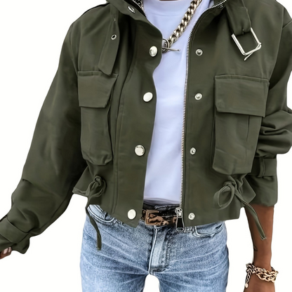 Herren Fieldjacke Grün Wasserabweisend Hoher Kragen