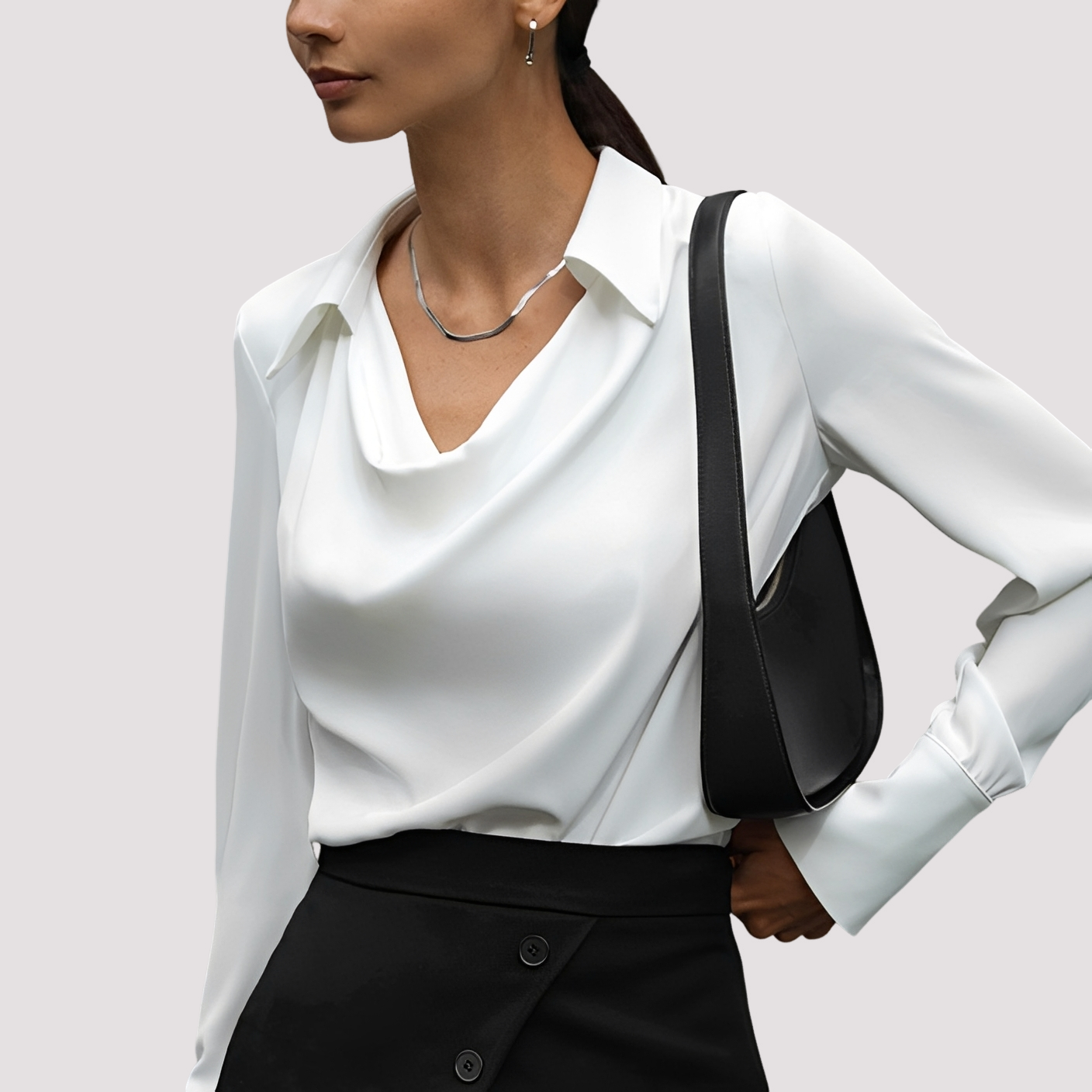 Elegante Damen Hemdbluse aus Seide Weiß