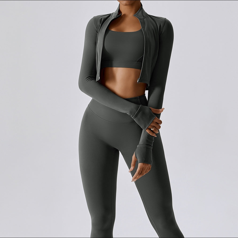 Damen Sportset 3-teilig Baumwolle Elastisch