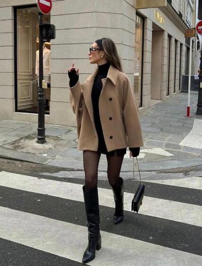 Damen Wolljacke Oversize Weite Ärmel Schwarz - Norvielle
