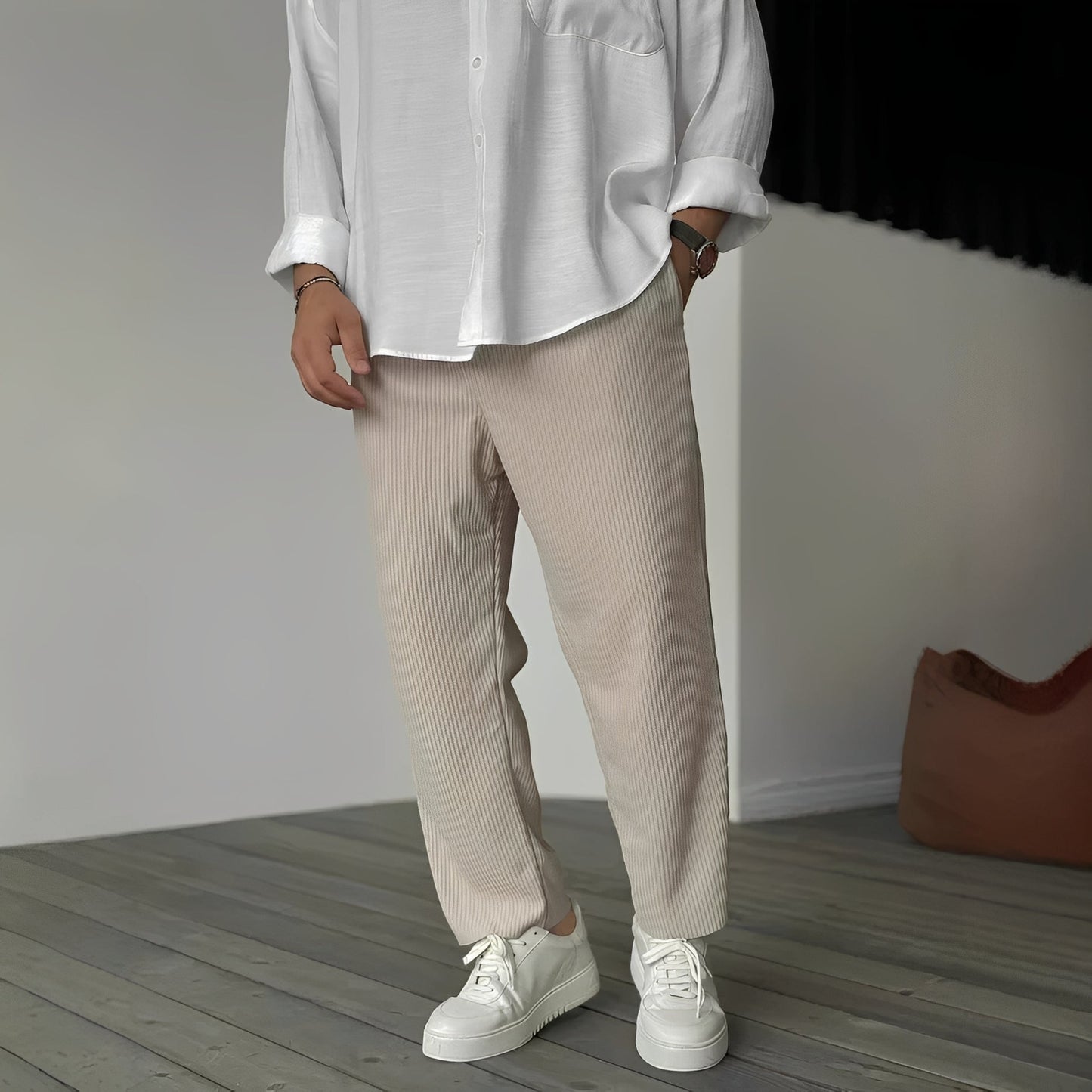 Herrenhose Gerade Geschnitten Lockeres Bein