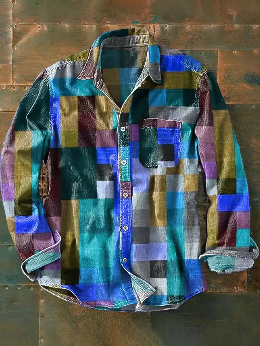 Buntes Patchwork Hemd mit Knöpfen Damen Baumwolle Bunt