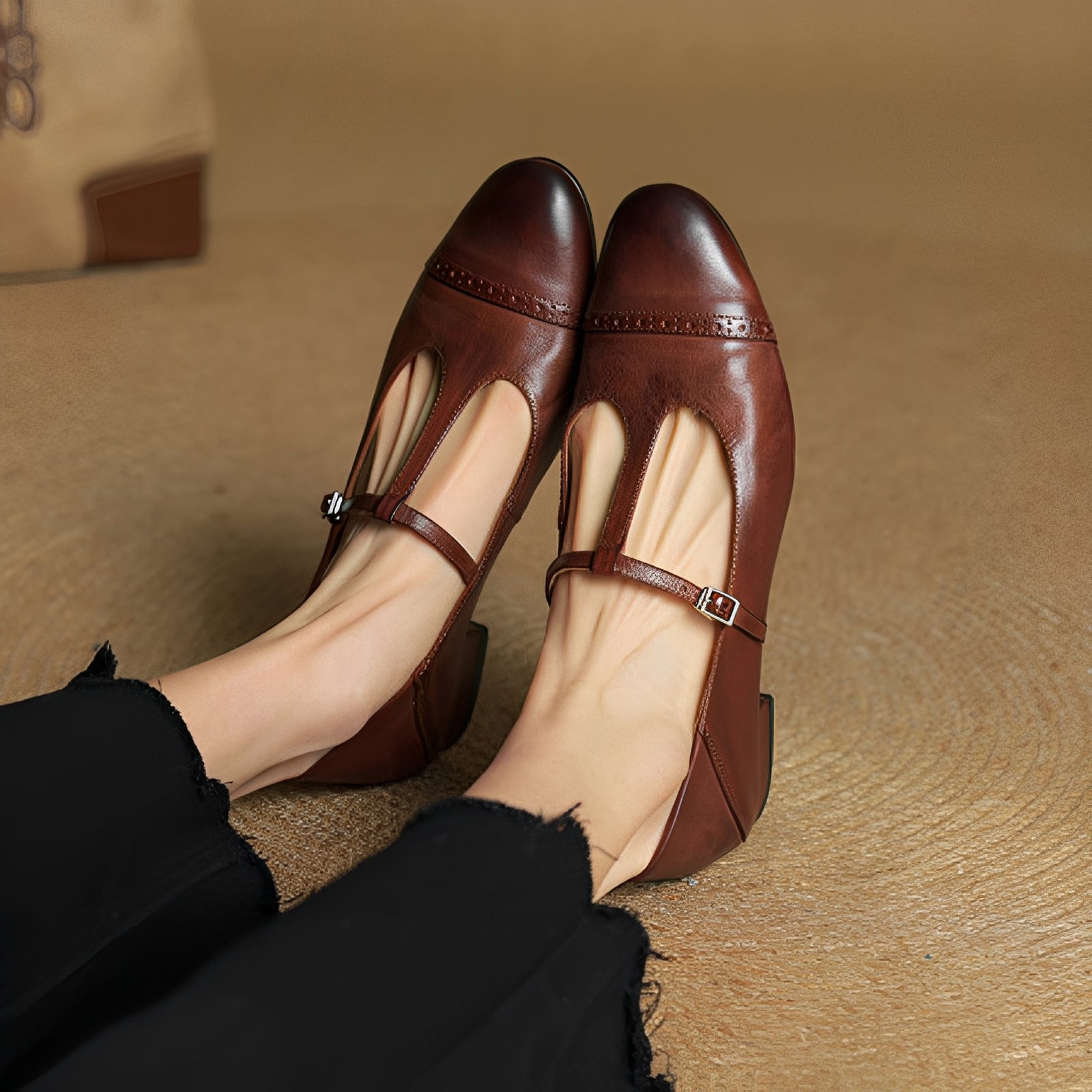 Bella Damen Ballerinas T-Schnalle Lässig - Norvielle