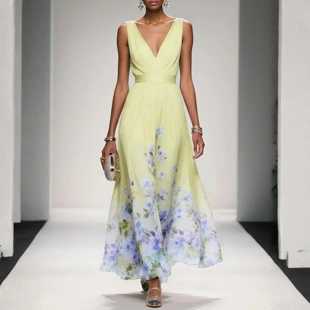 Damen Hochzeitsgästekleid Blumenmuster Kleid