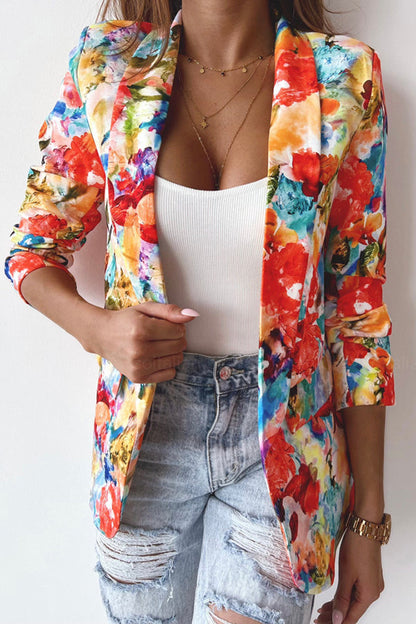 Norvielle Damen Blazer Freizeitanzug Florale Revers