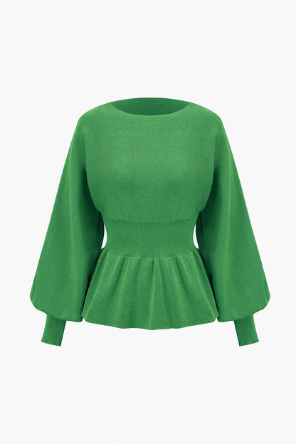 Damen Strick-Set Peplum- Bleistiftrock Elegantes Ensemble