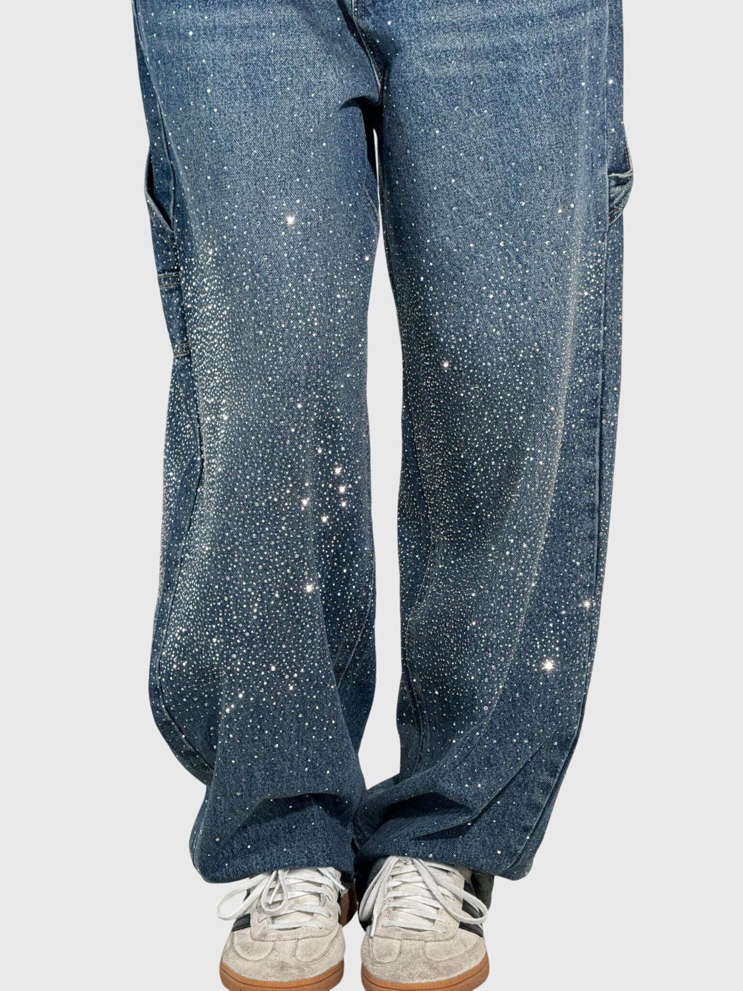 Damen Glänzende Diamant Jeanshose