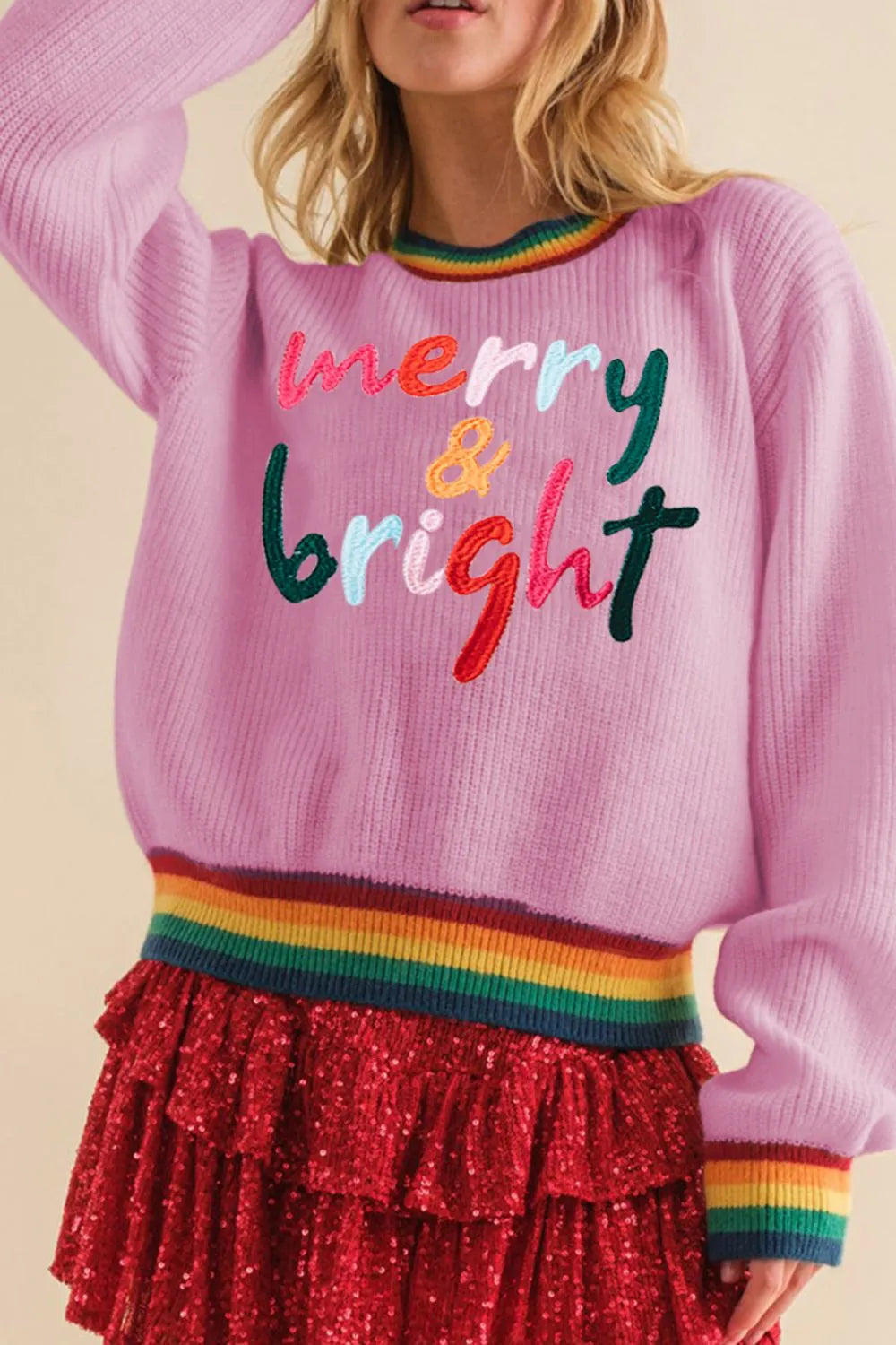 Weihnachtspullover Bunt Regenbogenfarben