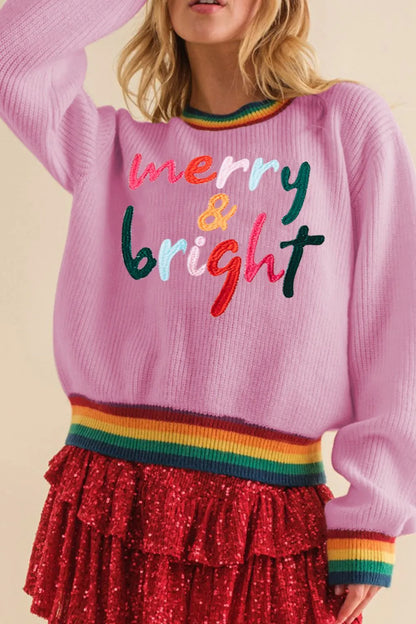 Weihnachtspullover Bunt Regenbogenfarben