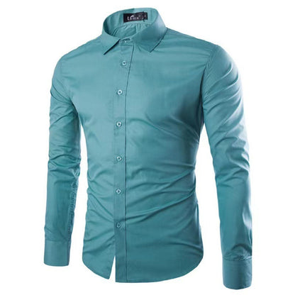 Herren Slim-Fit Hemd Atmungsaktives Bügelfrei