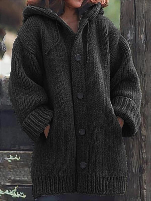 Norvielle Damen Übergroße Strickjacke Mit Kapuze