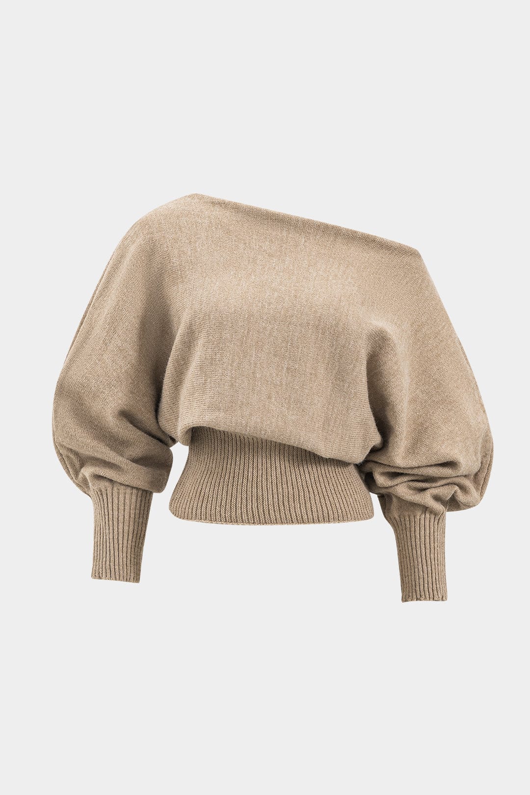 Damen Strick-Zweiteiler-Set One-Shoulder-Pullover High-Waist-Shorts