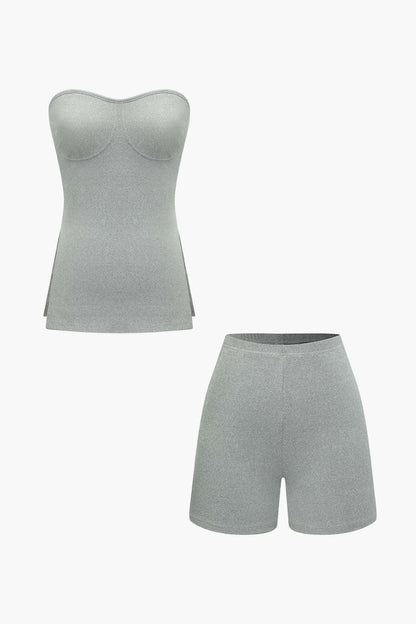 Damen Zweiteiler-Set Bustier- und Shorts Elegantes Design