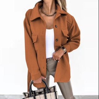 Norvielle Damen Elegante Knopfjacke Mit Taschen