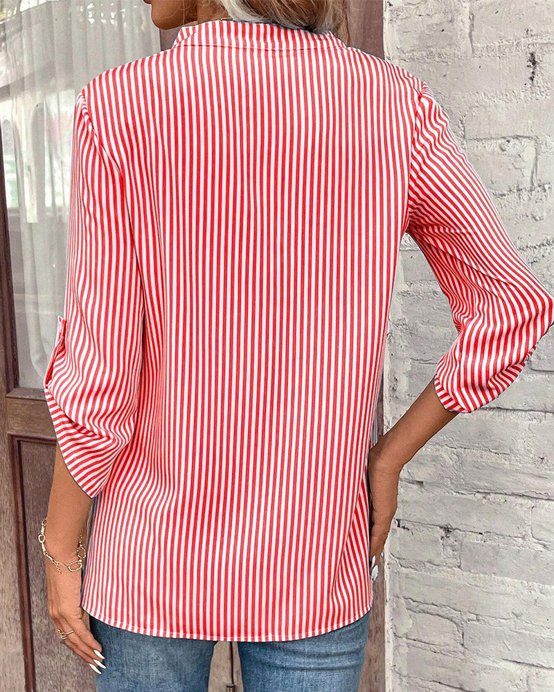 Norvielle Herren Shirt Gestreift V-Ausschnitt