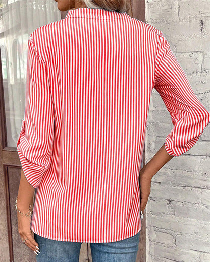 Norvielle Herren Shirt Gestreift V-Ausschnitt