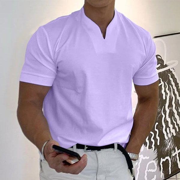 Herren Poloshirt Stehkragen Kurzarm