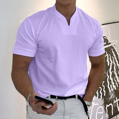Herren Poloshirt Stehkragen Kurzarm