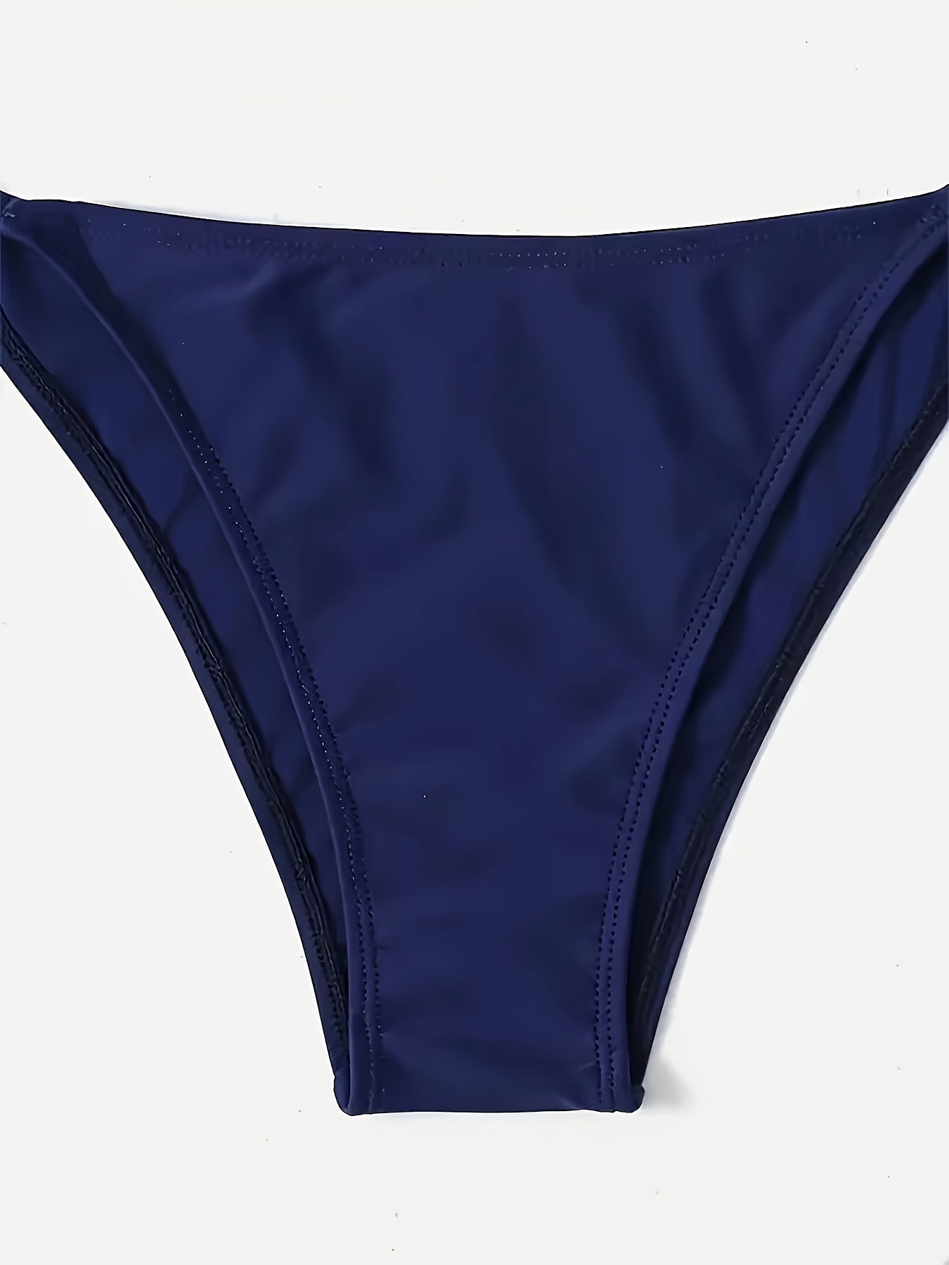 Dunkelblauer Damen Bikini Satz V-Ausschnitt Nackter Rücken