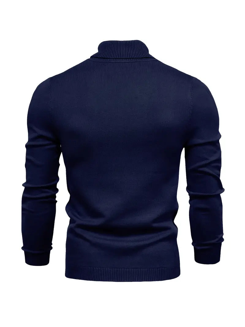 Herren Rollkragenpullover Slim Fit Langarm Strick