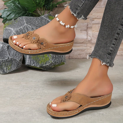 Damen Sommer-Slipper Zehensteg-Sandalen Robust Bequem