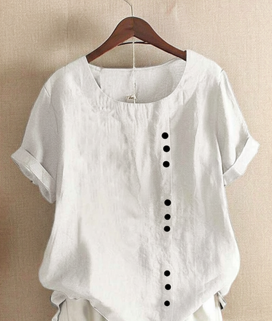 Damen Bluse Kurzarm Zierknöpfe