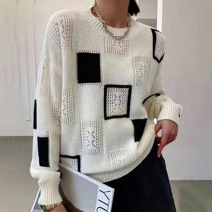 Relaxed Geometrischer Pullover Damen - Norvielle