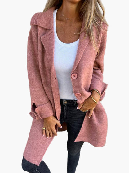 Damen Mantel Relaxed Fit Button Front