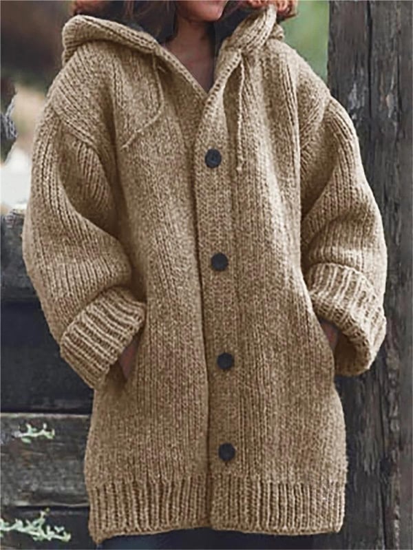 Norvielle Damen Übergroße Strickjacke Mit Kapuze