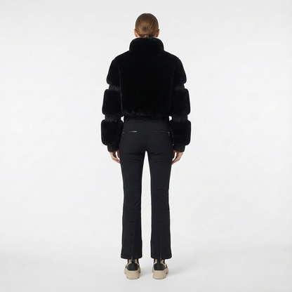 schwarzer ski jumpsuit damen tailliert rückansicht