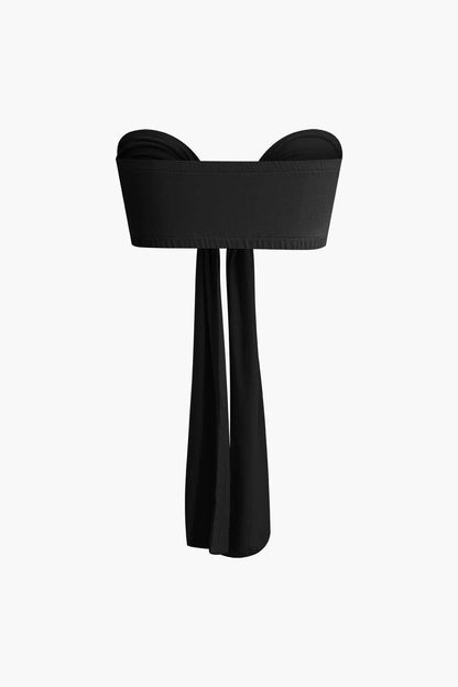 Damen Zweiteiler-Set mit Schleifen-Bandeau und Weitbein-Hose