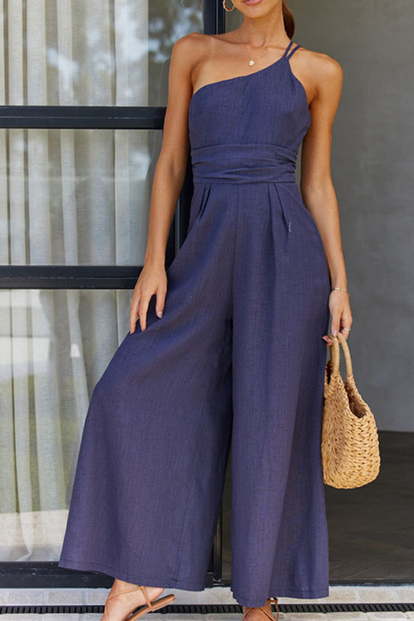 Norvielle Damen Ein-Schulter-Jumpsuit