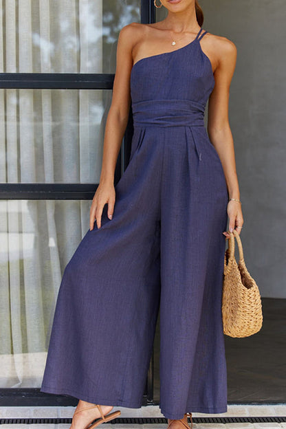 Norvielle Damen Ein-Schulter-Jumpsuit