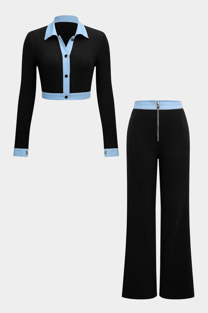 Damen Zweiteiler-Set Hemd Wide-Leg-Hose Modern