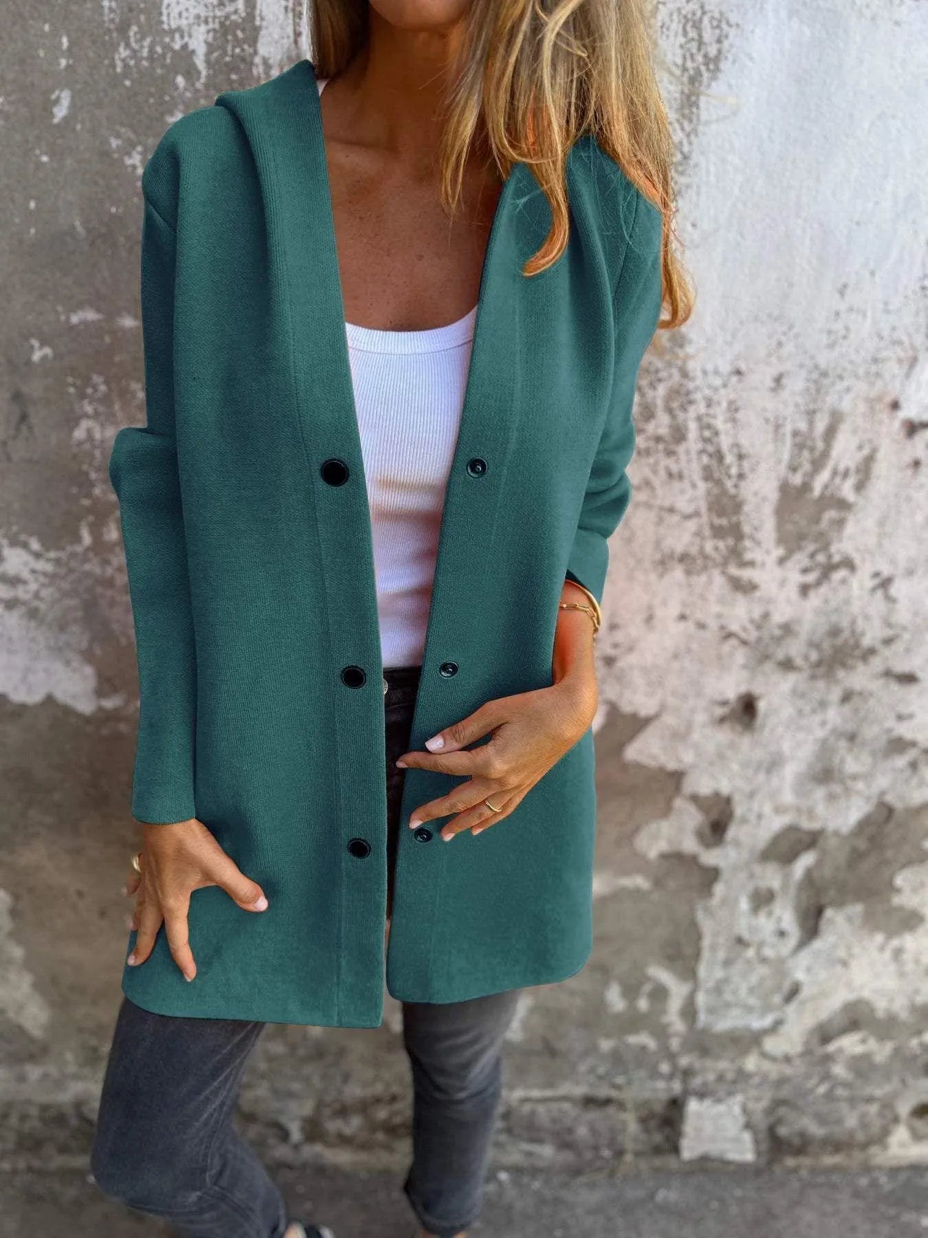 Norvielle Damen Cardigan Kapuze Lässig