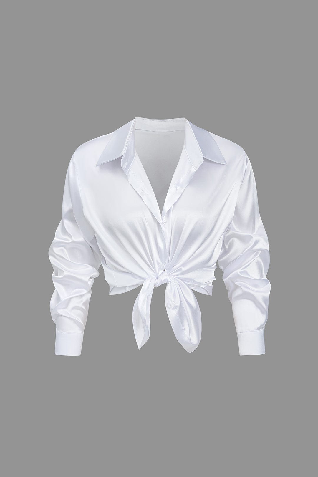 Elegante Damen Langarmbluse Seidiger Satin