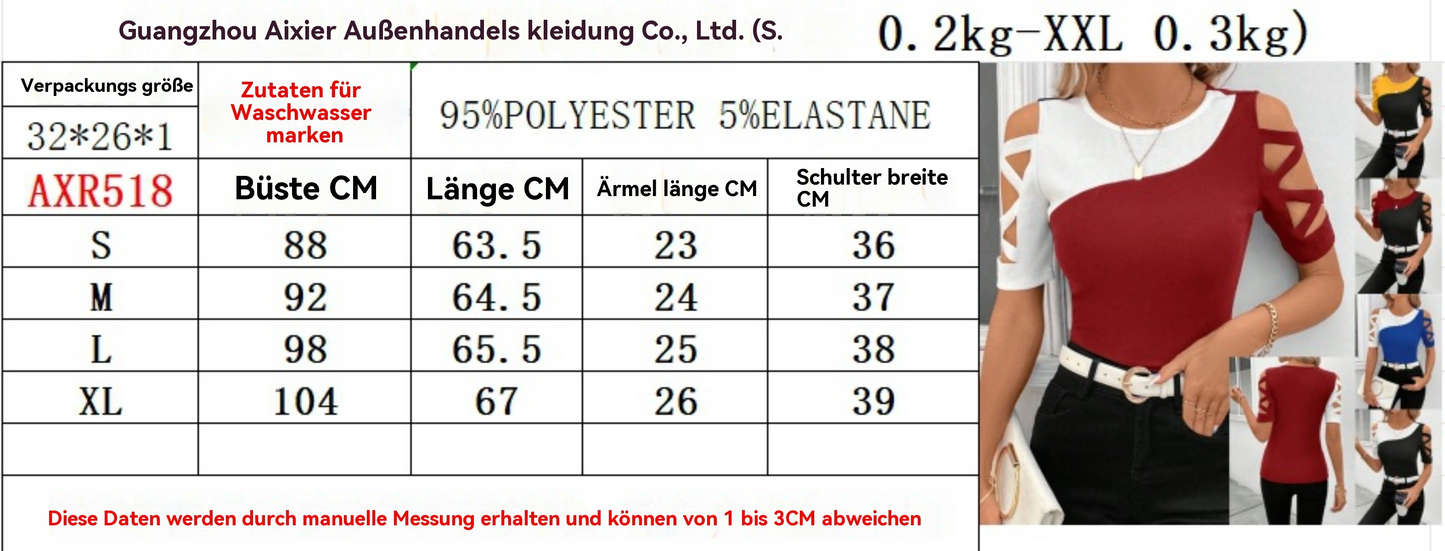 Norvielle Damen Schulterfreies T-Shirt Slim Fit